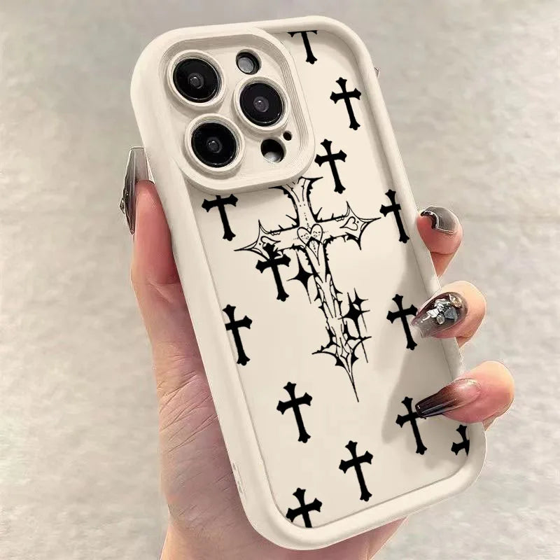 Black Cross Print Phone Case for iPhone - Nova Cases